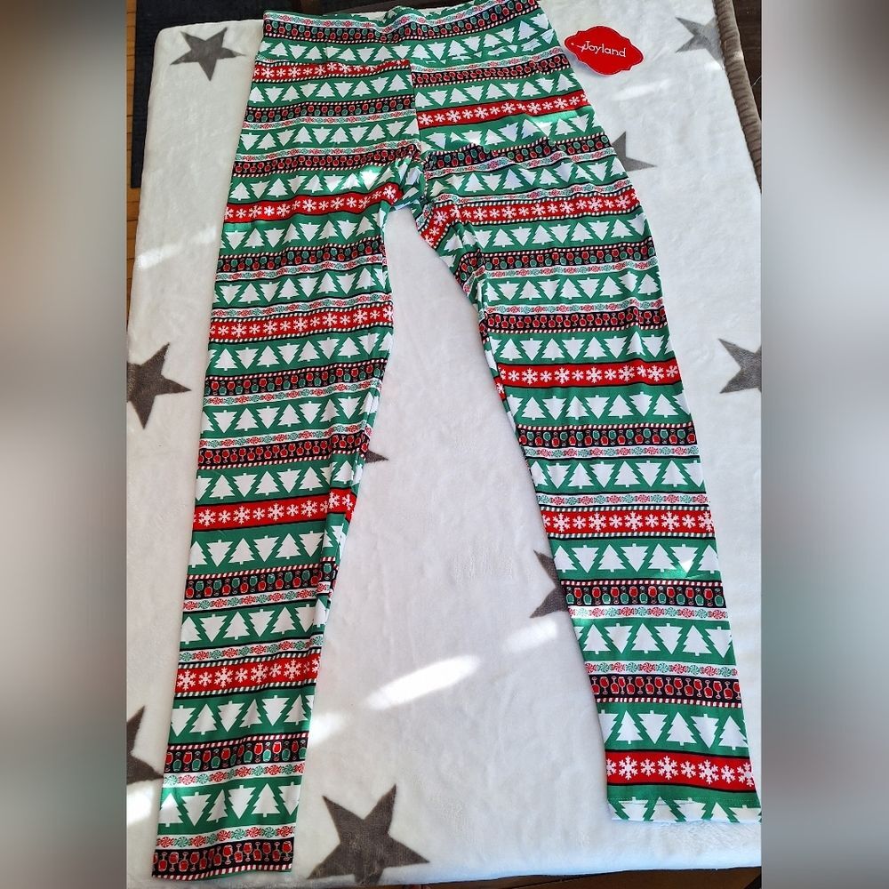 Joyland Holiday‎ Wine Glass Christmas Winter Leggings-New With Tags